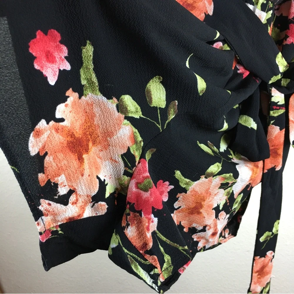 Premier Amour Floral Romper Crepe Ruffle Short Sleeve Off Shoulder Back Zip 10